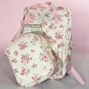 Confetti Roses 3 Pc Full Size Backpack, Matching Lunch Case and Pencil Case NWT